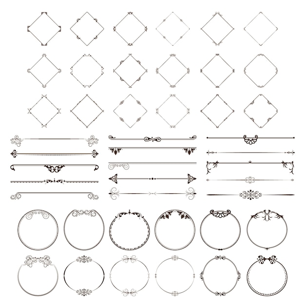 Вектор Набор декоративных перегородок и рам