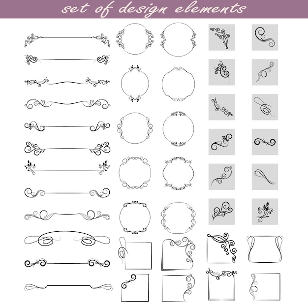 Набор элементов дизайна, рам, разделителей, бордюров.