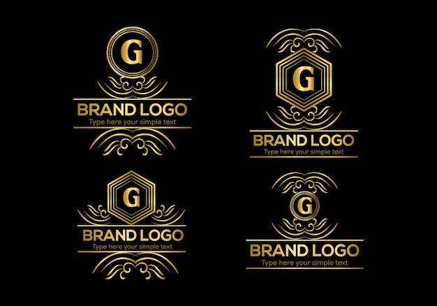 ベクトル 会社の金色のロゴのセット。