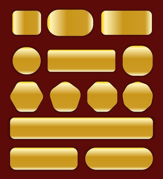さまざまな形の黄金色のフレームテンプレートのセット