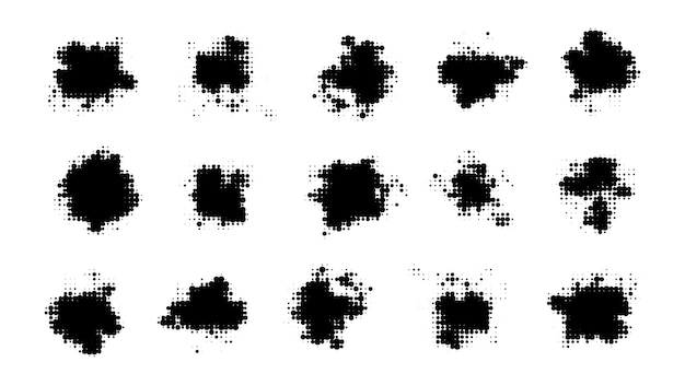 ハーフトーンのドットとグラデーションの背景のセットポップアートテンプレートテクスチャベクトルイラスト