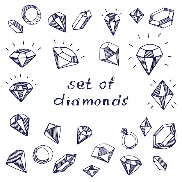 Набор графических алмазов и драгоценных камней