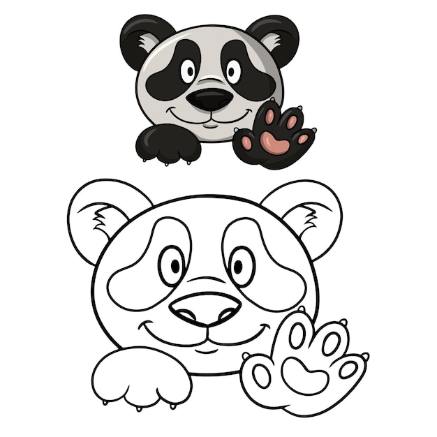 Набор иллюстраций милая маленькая панда улыбается милым пушистым пандам в мультяшном стиле