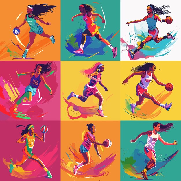 Vector a_set_of_illustrations_with_beautiful_girls__athletes