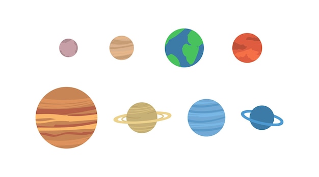 벡터 삽화를 관찰한 태양계 또는 우주 물체의 행성 세트