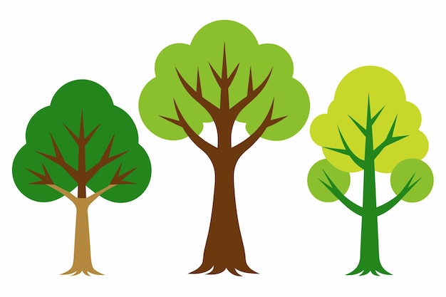Набор деревьев с различными формами и формами