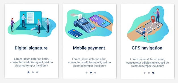 Набор ui и ux интерфейсов электронная подписьонлайн платежи и gps навигация