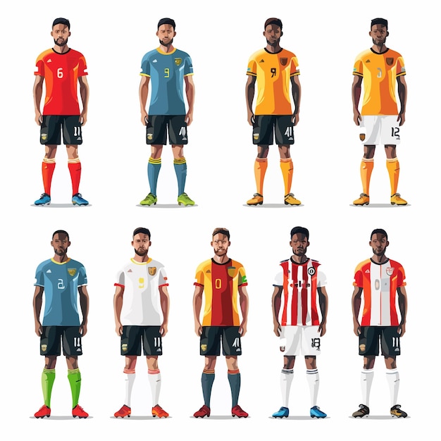 Vector a_set_of_vector_set_of_football_soccer_players