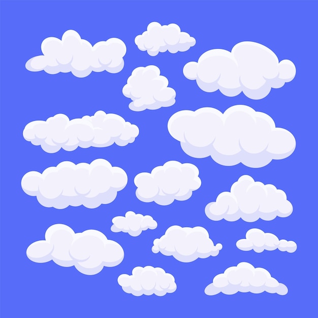 파란색 배경에 흰 구름의 집합입니다.