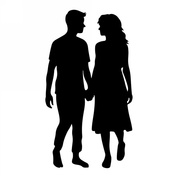 Вектор Силуэт романтической пары, стоящей на романтической векторной иллюстрации