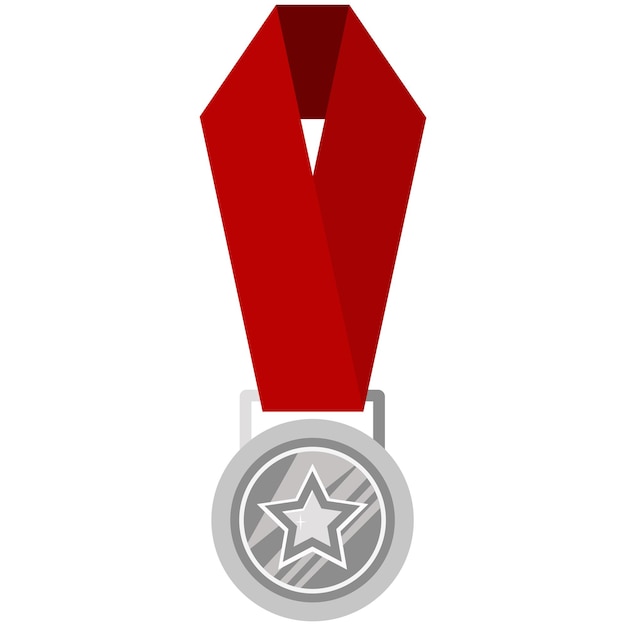 Вектор Простая иллюстрация серебряной наградной медали с лентами для победителей
