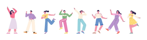 人のアイコンを踊るシンプルな形。背が高くて小さい頭のキャラクター。