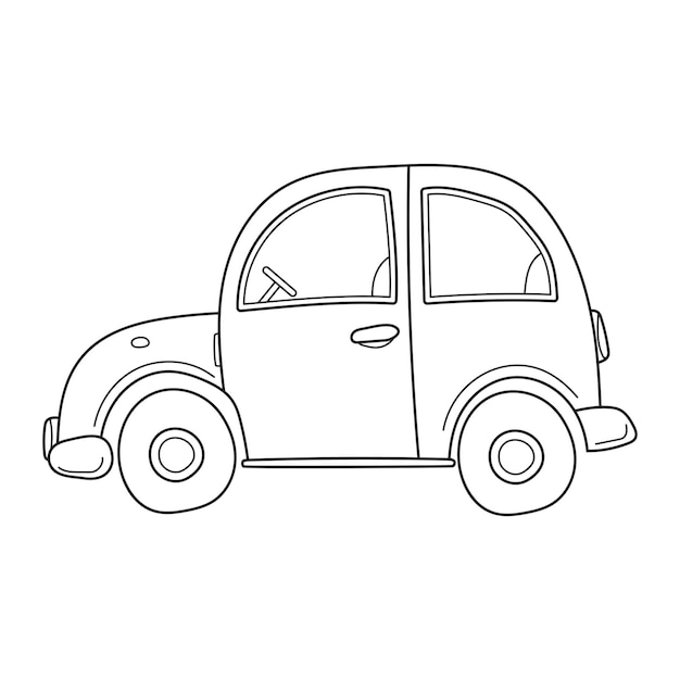 スケッチ落書きスタイルの都市交通で簡単なおもちゃの車手描き黒と白のベクトル イラスト白背景に分離