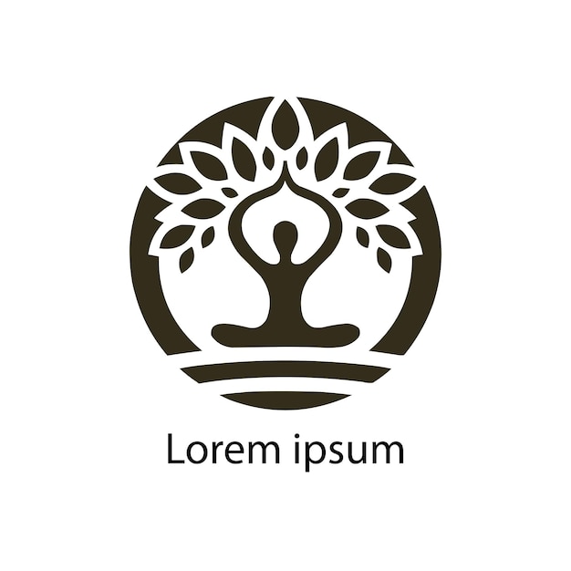 Вектор Простой логотип дерева йоги на белом фоне
