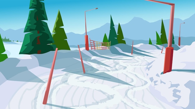 スキー リゾートの風景の雪の斜面