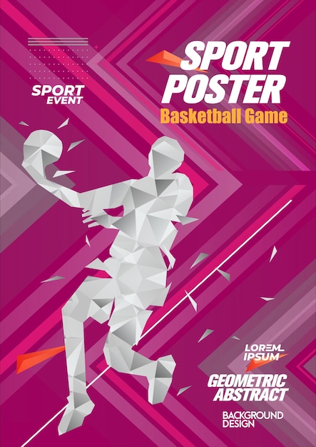 Вектор Показан спортивный плакат для игры в баскетбол.