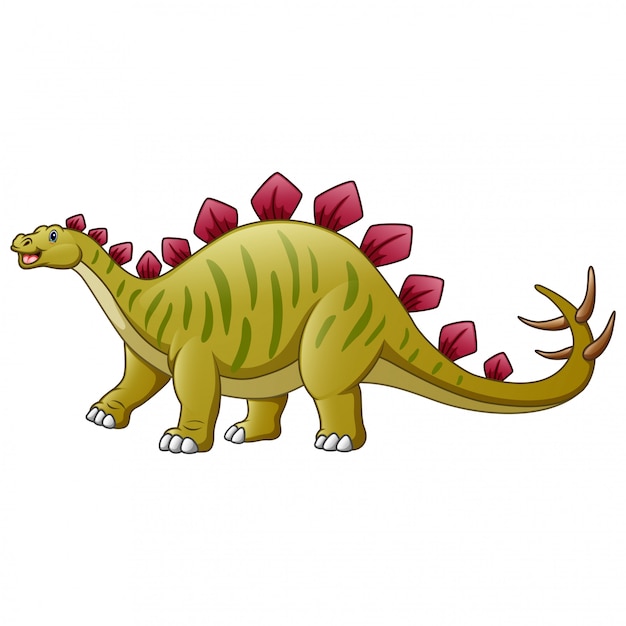 흰색에 고립 된 Stegosaurus 만화