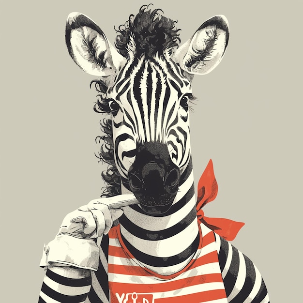 Vector a striped zebra actor cartoon style