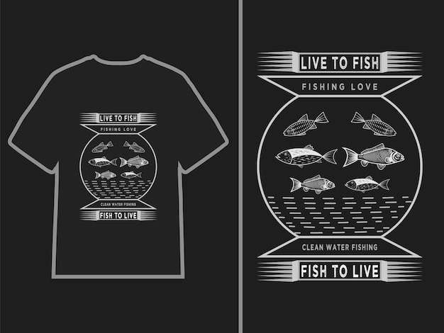 ベクトル 魚に生きろと書かれたtシャツ。