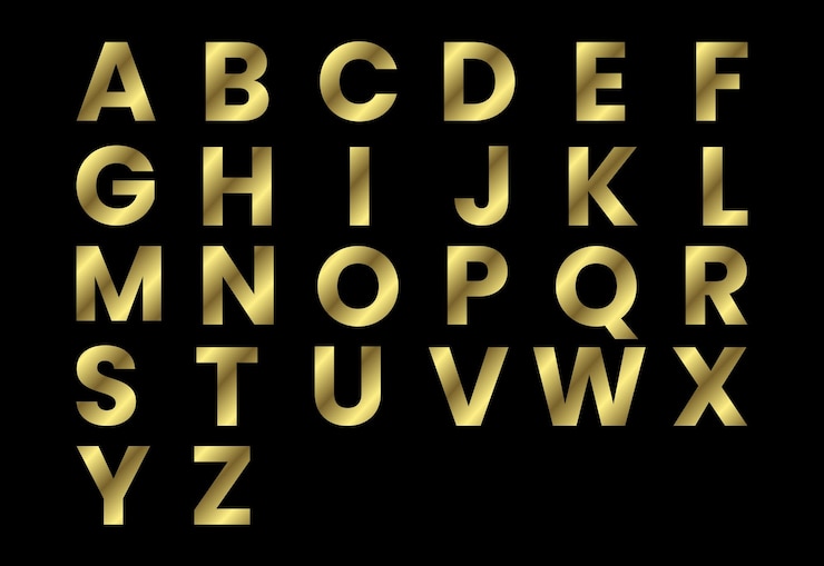 Vector a tot z gouden engelse alfabet in hoofdletters