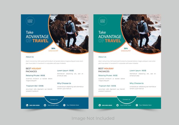 ベクトル 旅行予約チラシは、旅行パッケージ ツアーや休暇のお得な情報を紹介するために使用されます。