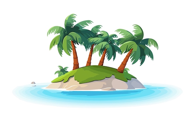 Вектор Тропический остров с вектором пальмовых деревьев простая трехмерная изолированная иллюстрация