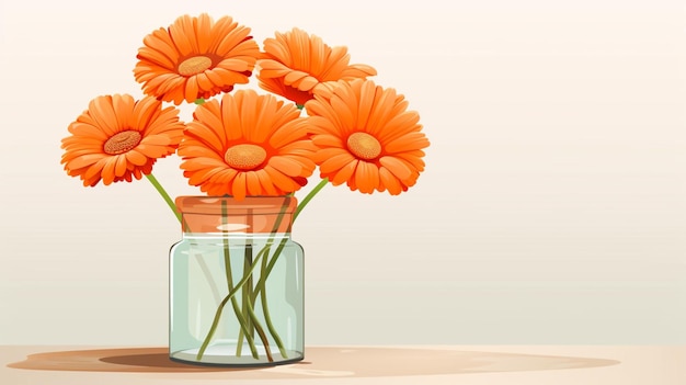 ベクトル その中にオレンジの花と白い背景を持つ花瓶