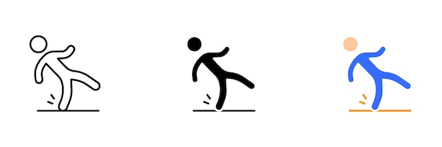 Векторная иллюстрация человека, падающего на лестницу или ступеньки, изображающая потенциальную аварию или травму