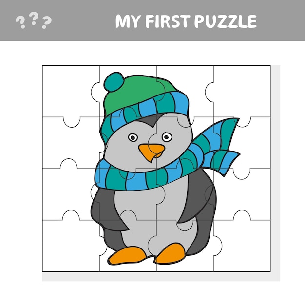 Prescholl子供のためのペンギンパズルのベクトルイラスト-私の最初のパズル