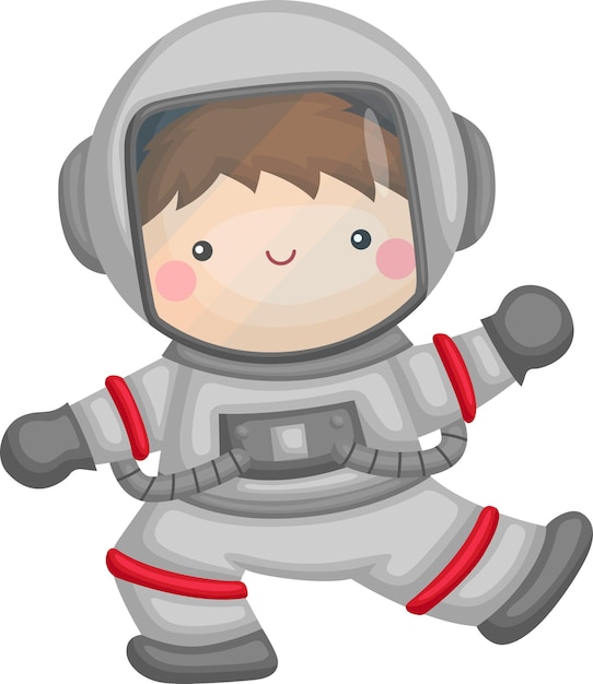 宇宙飛行士のスーツを着たかわいい子供のベクトル