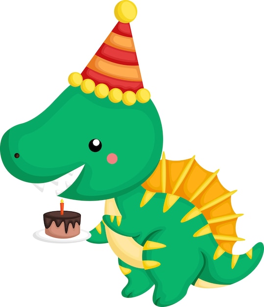 Вектор тематического празднования дня рождения динозавра
