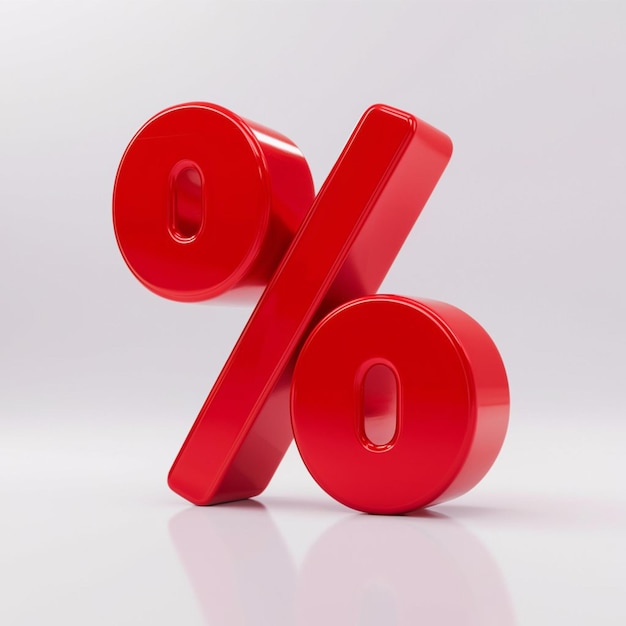 Вектор Яркая 3d-иллюстрация символа красного процентного знака