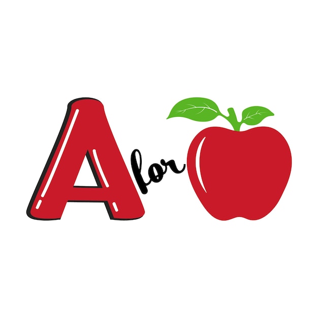 A voor Apple A Letter en Apple Vector Illustratie Alfabetontwerp voor kinderen