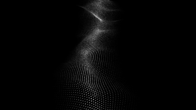 Вектор Волна частиц абстрактный темный фон с динамической волной концепция технологического фона большие данные векторная иллюстрация