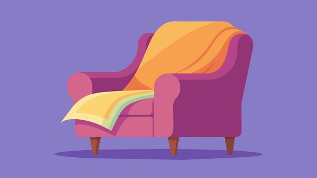 Вектор Любимое кресло с мягким одеялом идеальное место для мечтаний и отдыха.