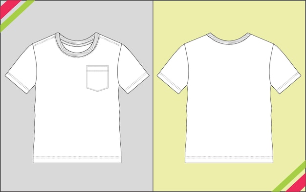 ベクトル 左側にポケットが付いた白いtシャツ。