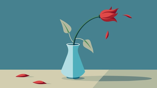 Вектор Увядающий цветок, сохранившийся в вазе, символизирующий способность находить красоту в векторе борьбы