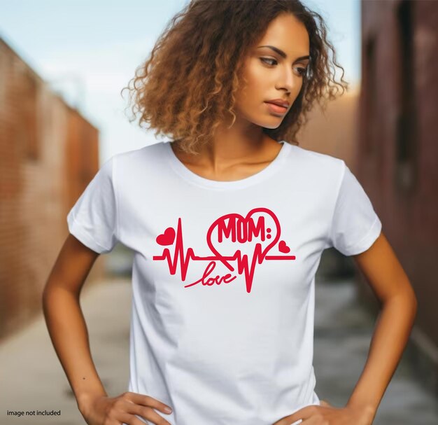 Vector a woman wearing a white shirt that says quot mom quot on it