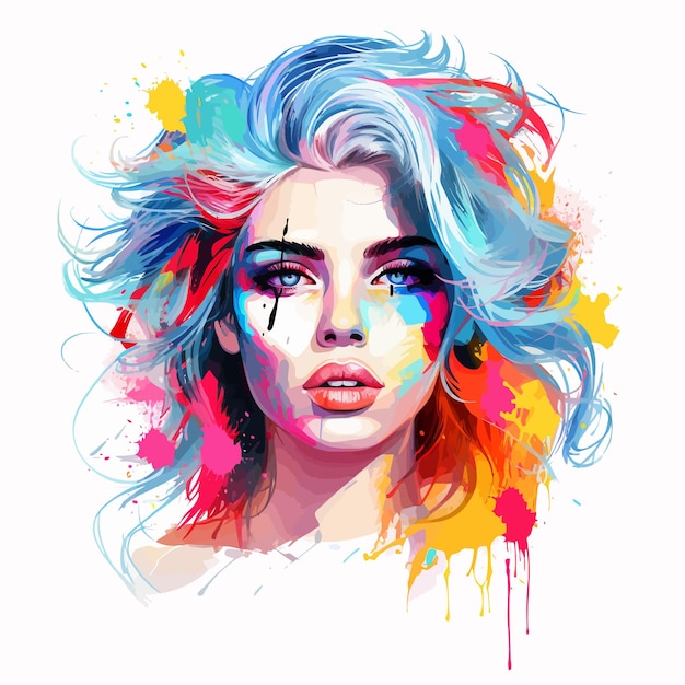 A_woman_with_bright_colors_on_her_face_vector