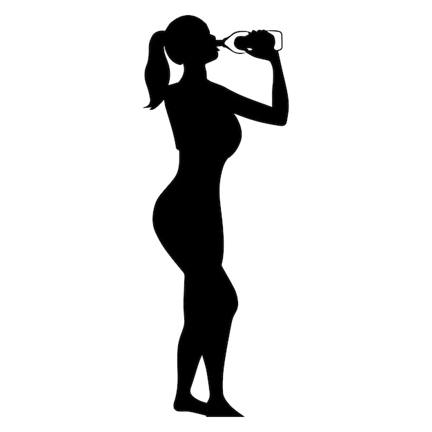 ベクトル 女性は水を飲む