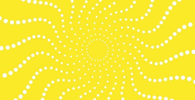 ベクトル 黄色の背景に白い点と渦巻き状の円