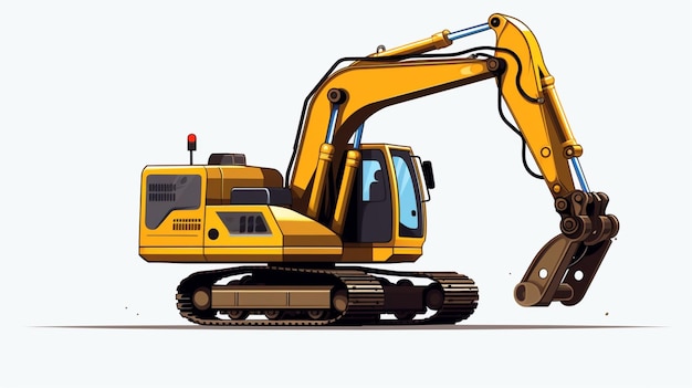 ベクトル 黄色い掘削機が機器の一部を作業するために使用されています