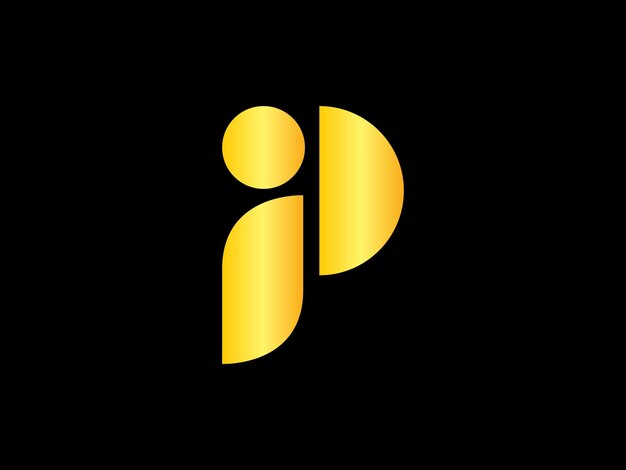 Вектор Желтый логотип с буквой p посередине