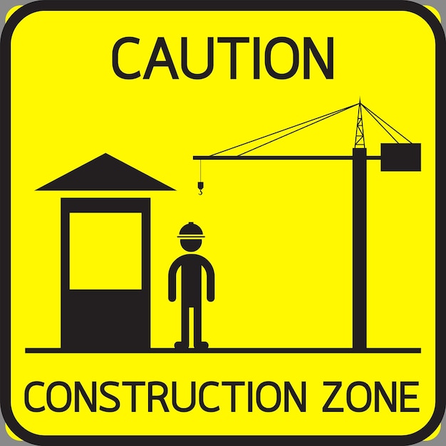 ベクトル 工事注意区域を示す黄色の標識。