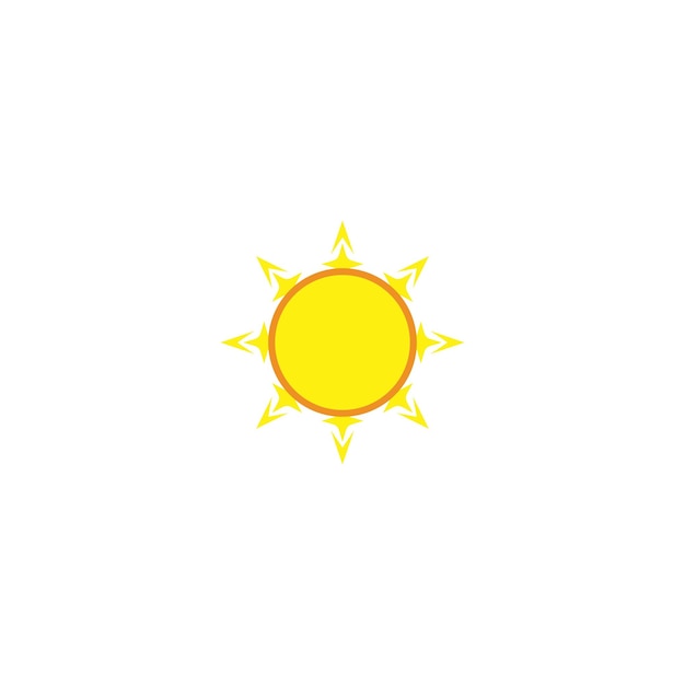 黄色の輪郭と「太陽」という言葉が付いた黄色の太陽。