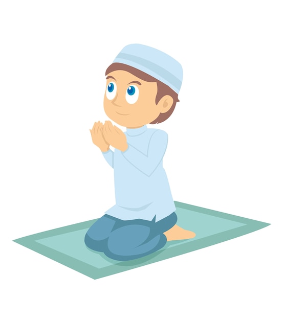 기도하는 젊은 무슬림 소년
