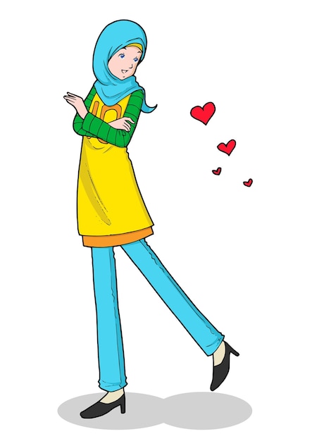 Молодая мусульманка с сердечками