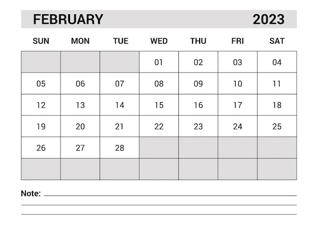 A4 bedrijfskalender sjabloonontwerp planning maand februari 2023