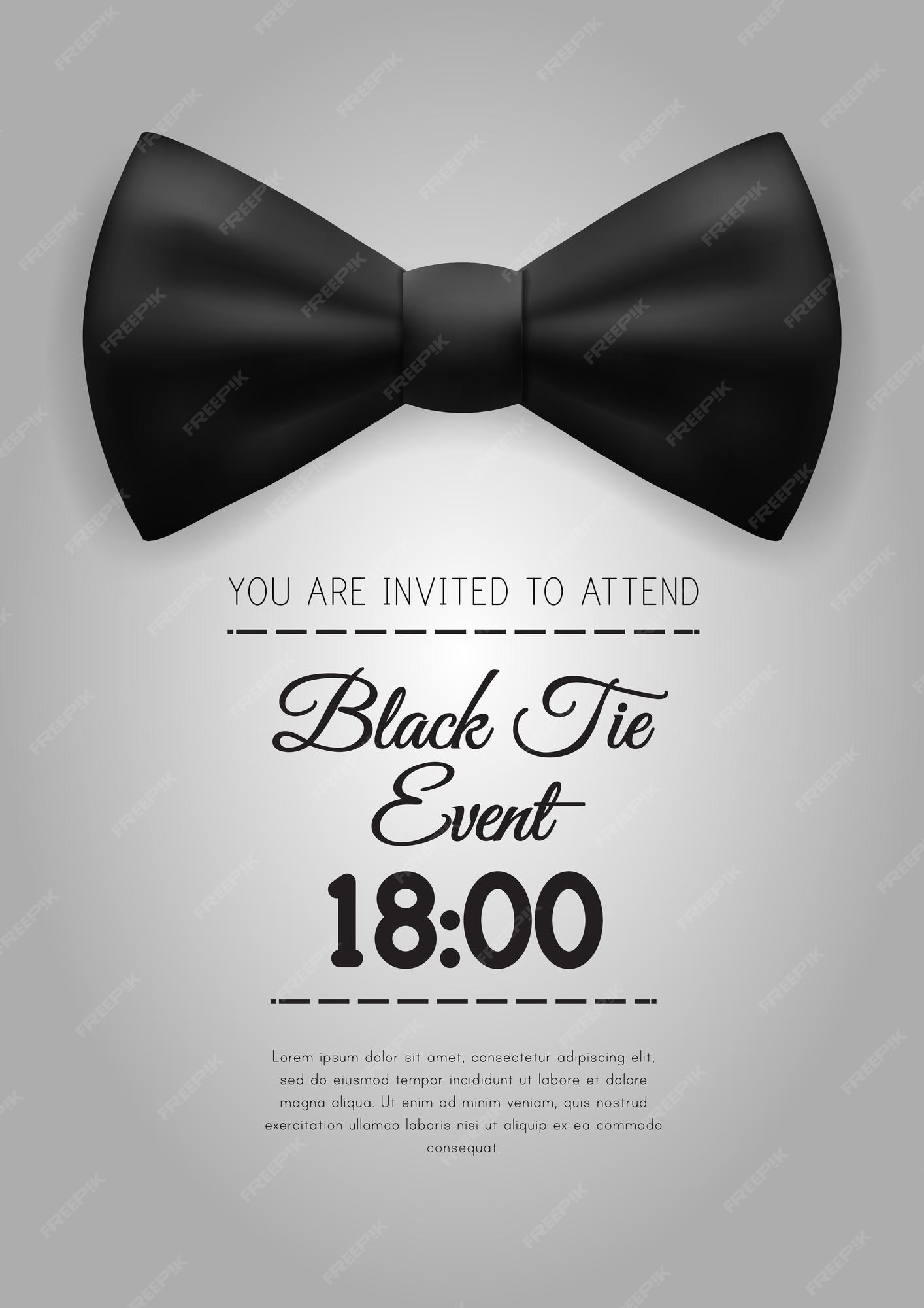 Vector Black Suit Black Tie Event Invitation Template Realistic