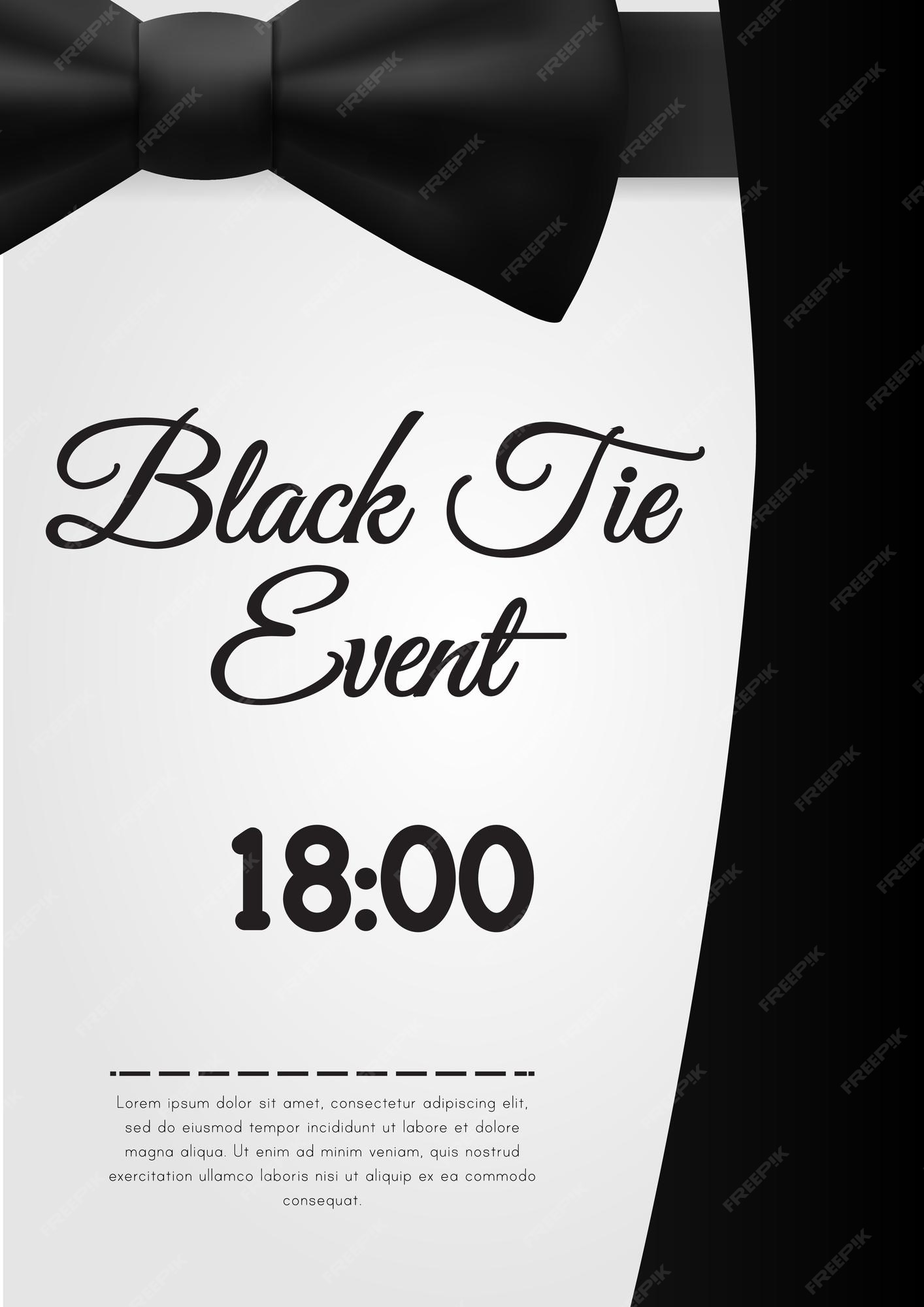 Vector Black Suit Black Tie Event Invitation Template Realistic